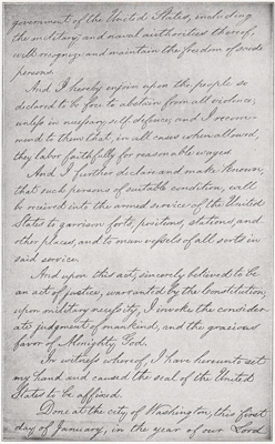 FIRST AND LAST PAGES OF LINCOLNS' EMANCIPATION PROCLAMATION